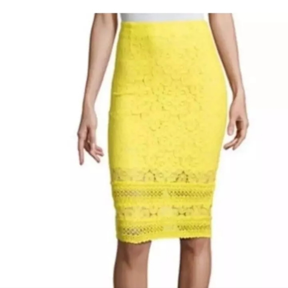 Project Runway Bright Yellow Lace Pencil Skirt Size 2